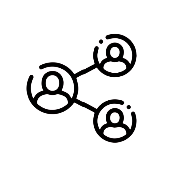 Connected circles with person icons