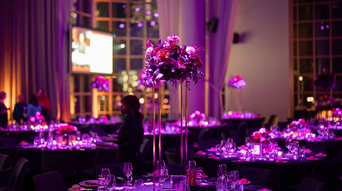 Event room lighting purple