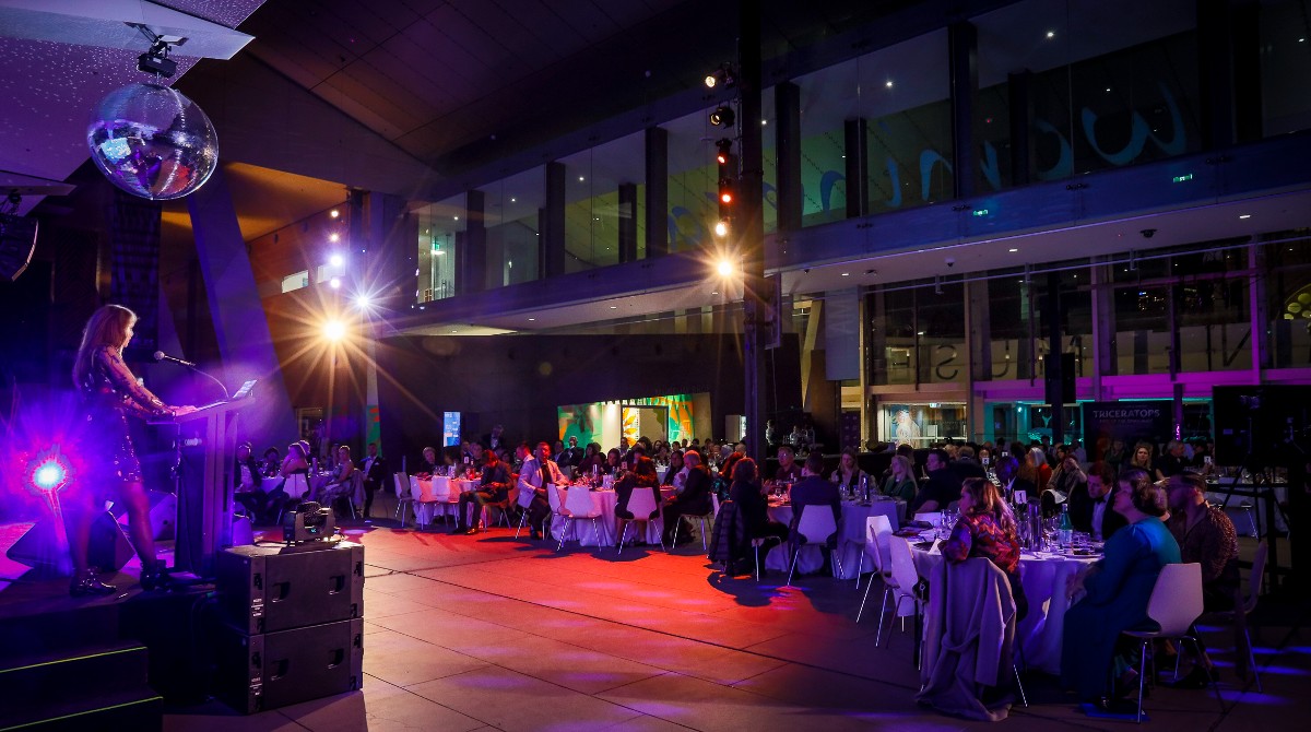 Ash Francisco speaks at the MURRA alumni reunion gala dinner, 10 August 2022