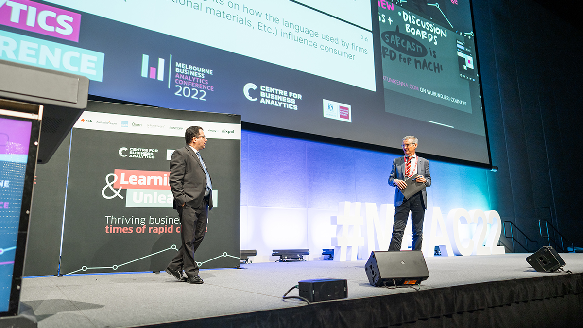 Melbourne Business Analytics Conference with Prof Oded Netzer (left) and Prof Don O'Sullivan (right)