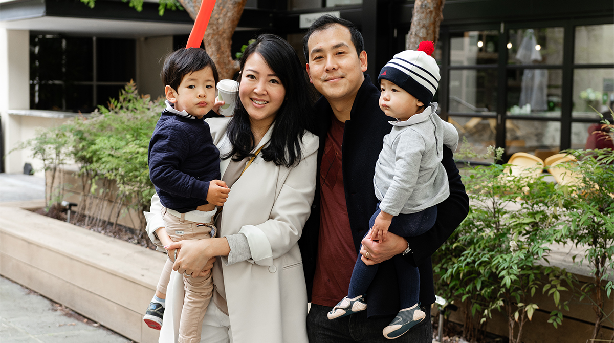 Part-time MBA student May Wong with children and husband