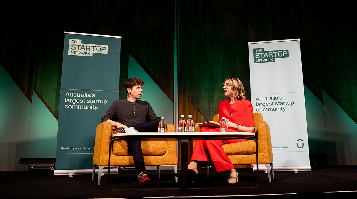 Chief Learning Innovation Officer Nora Koslowski with Sam Altman OpenAI CEO