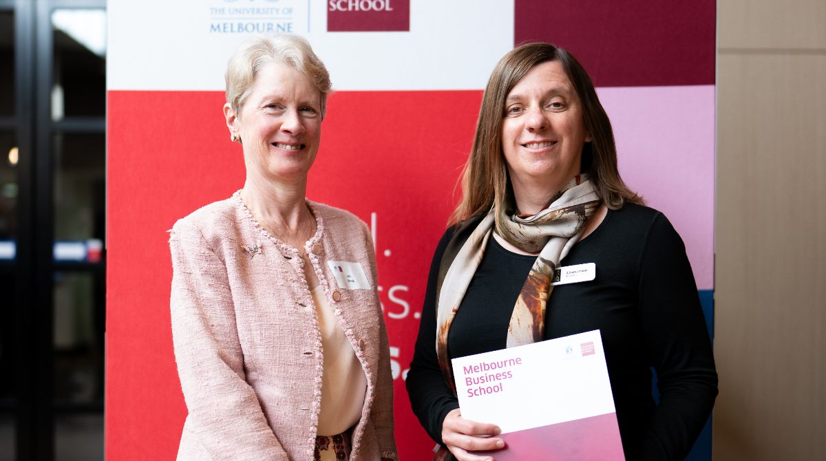 Jan-Clegg-and-SEMBA-Class-of-2003-Scholarship-winner-Cinnamon Evans-Melbourne-Business-School