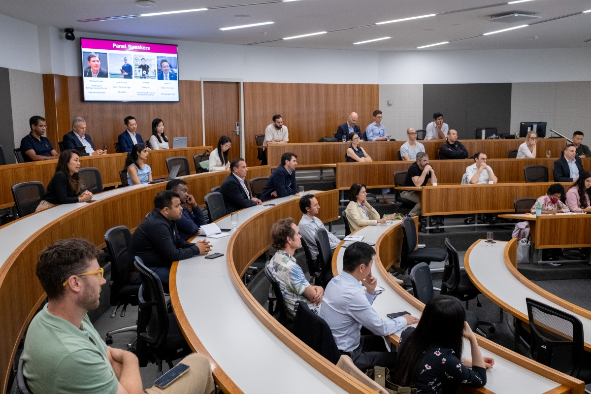 Entrepreneurship Chapter event_2026 03 18. Thank you to organisers Sunny Singh (MBA 2020), Priyanka Nadkarni (MBA 2014), Leo Leng (Master of Business Analytics 2014), Robert Lee (MBA 2025) and Rahul Sud (MBA 2025).