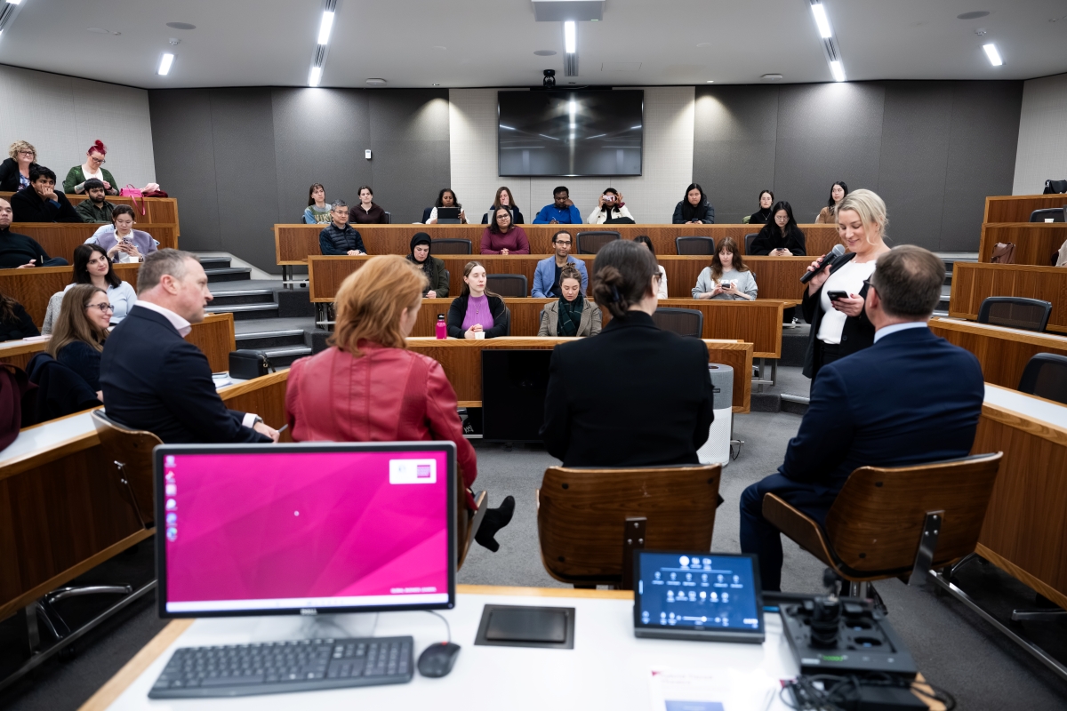 Panel discussion with Geoff Martin at Women's Alumni Network event, 12 August 2026